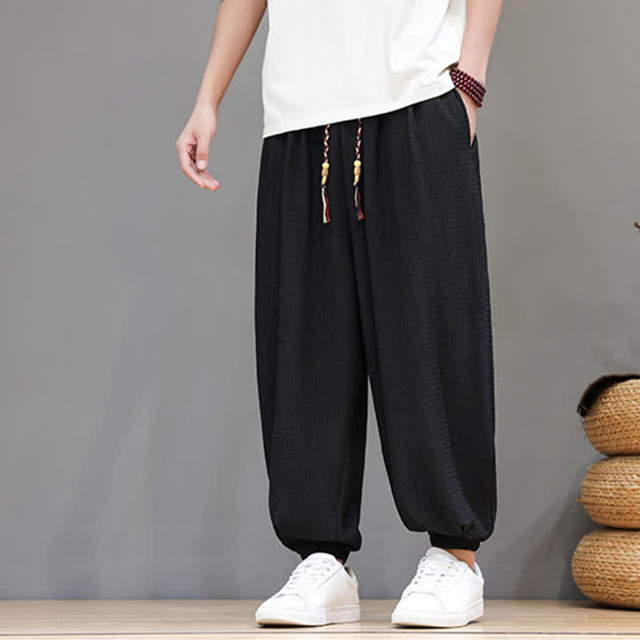 Buddha Stones Pantalon sarouel homme décontracté style bohème printemps automne cordon de serrage poche - image 18