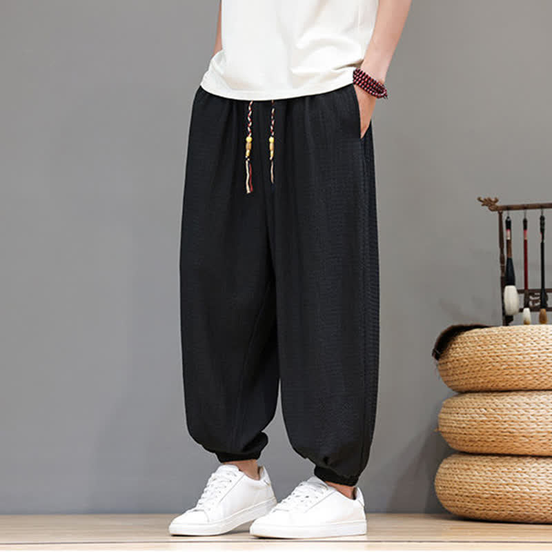 Buddha Stones Pantalon sarouel homme décontracté style bohème printemps automne cordon de serrage poche - image 17