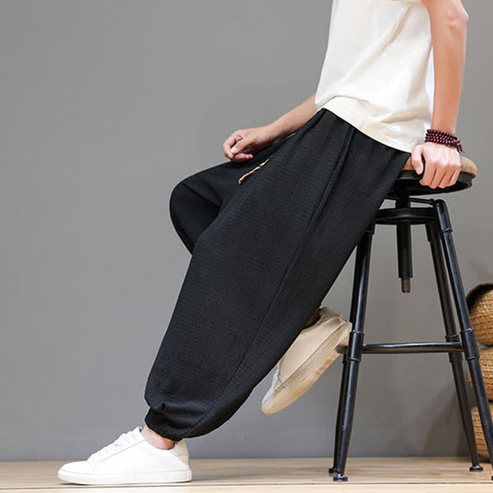 Buddha Stones Pantalon sarouel homme décontracté style bohème printemps automne cordon de serrage poche - image 23