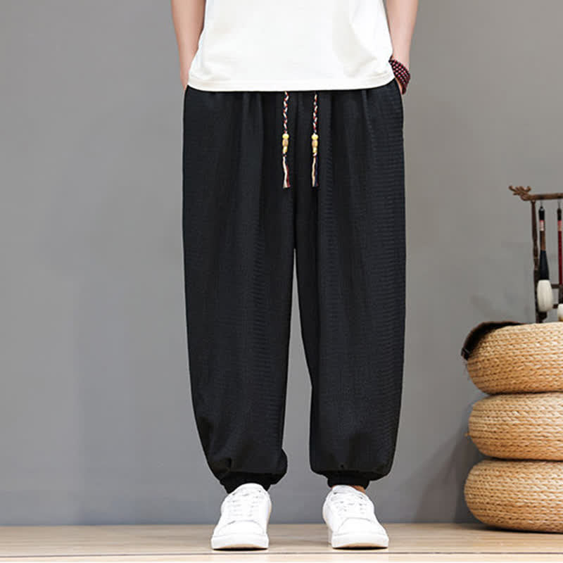 Buddha Stones Pantalon sarouel homme décontracté style bohème printemps automne cordon de serrage poche - image 19