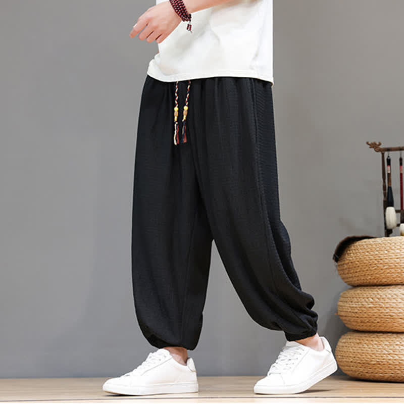 Buddha Stones Pantalon sarouel homme décontracté style bohème printemps automne cordon de serrage poche - image 22