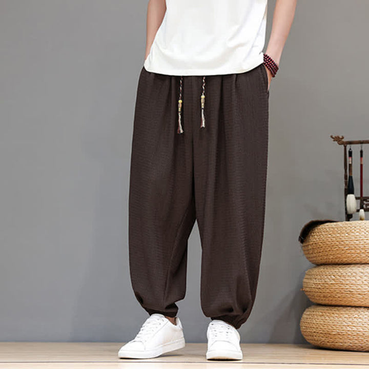 Buddha Stones Pantalon sarouel homme décontracté style bohème printemps automne cordon de serrage poche - image 1