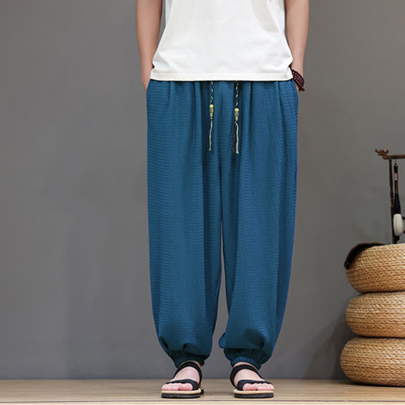 Buddha Stones Pantalon sarouel homme décontracté style bohème printemps automne cordon de serrage poche - image 11