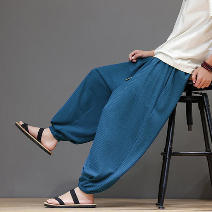 Buddha Stones Pantalon sarouel homme décontracté style bohème printemps automne cordon de serrage poche - image 15