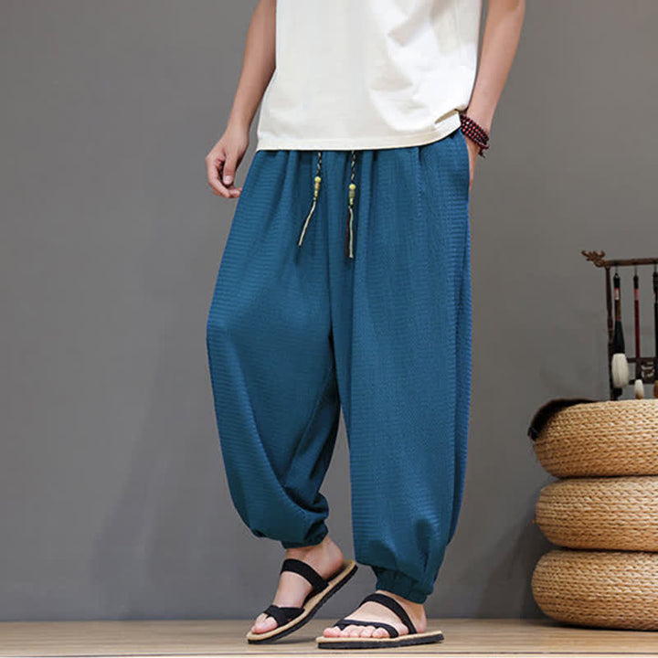 Buddha Stones Pantalon sarouel homme décontracté style bohème printemps automne cordon de serrage poche - image 10