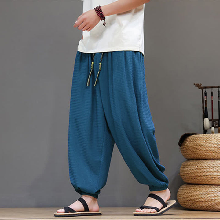 Buddha Stones Pantalon sarouel homme décontracté style bohème printemps automne cordon de serrage poche - image 14