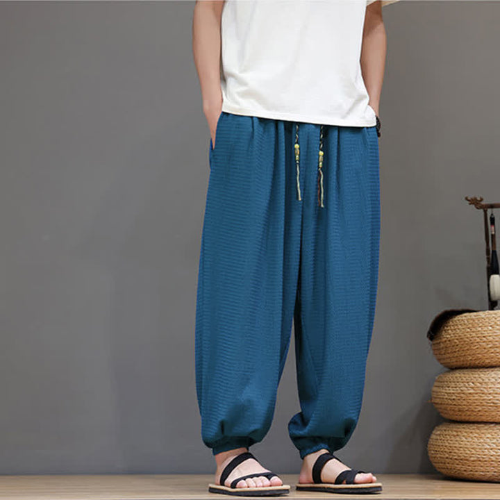 Buddha Stones Pantalon sarouel homme décontracté style bohème printemps automne cordon de serrage poche - image 12