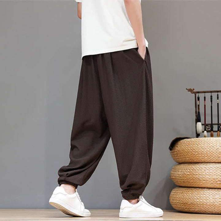Buddha Stones Pantalon sarouel homme décontracté style bohème printemps automne cordon de serrage poche - image 6