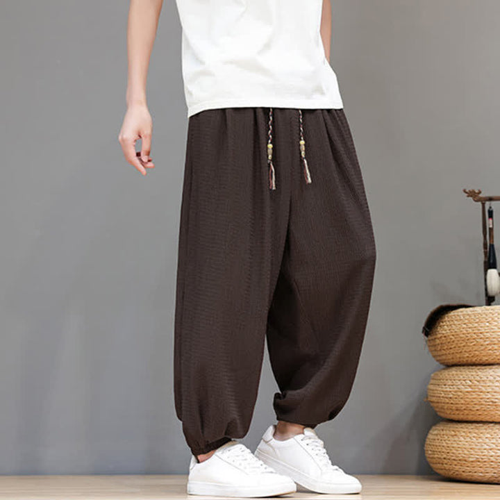 Buddha Stones Pantalon sarouel homme décontracté style bohème printemps automne cordon de serrage poche - image 5