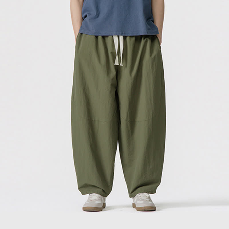 Buddha Stones Pantalon sarouel homme décontracté, minimaliste, à cordon de serrage, court, uni, avec poches, printemps-été - image 1