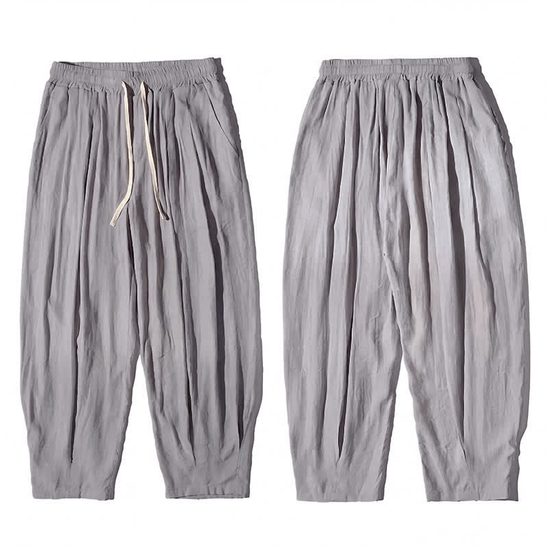 Buddha Stones Pantalon d'été décontracté à cordon de serrage, coupe courte, uni, jambes droites, avec poches - image 26