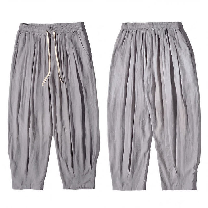 Buddha Stones Pantalon d'été décontracté à cordon de serrage, coupe courte, uni, jambes droites, avec poches - image 26
