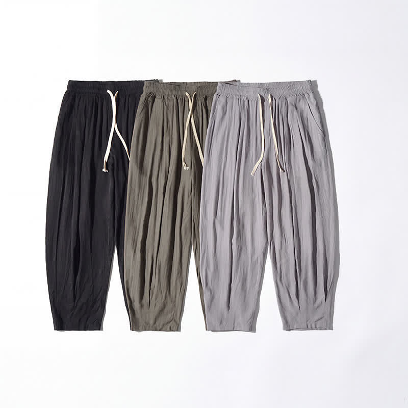 Buddha Stones Pantalon d'été décontracté à cordon de serrage, coupe courte, uni, jambes droites, avec poches - image 27