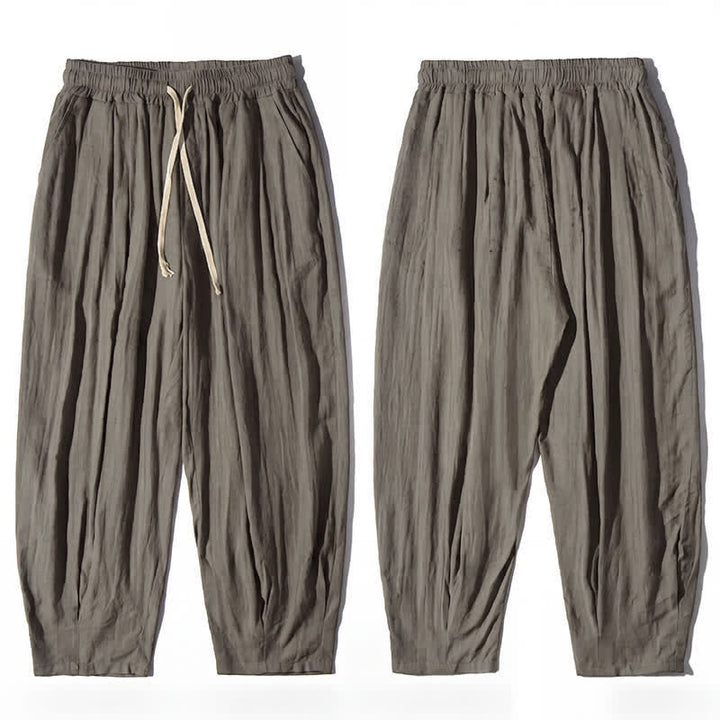 Buddha Stones Pantalon d'été décontracté à cordon de serrage, coupe courte, uni, jambes droites, avec poches - image 7