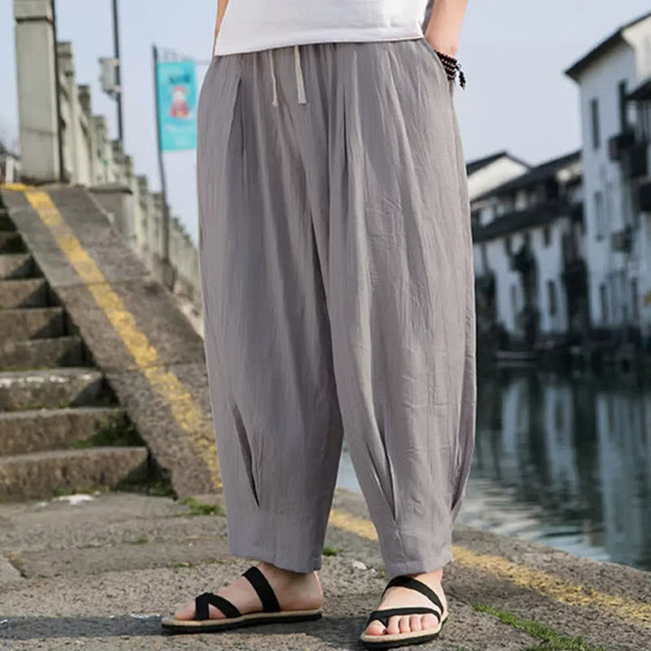Buddha Stones Pantalon d'été décontracté à cordon de serrage, coupe courte, uni, jambes droites, avec poches - image 15