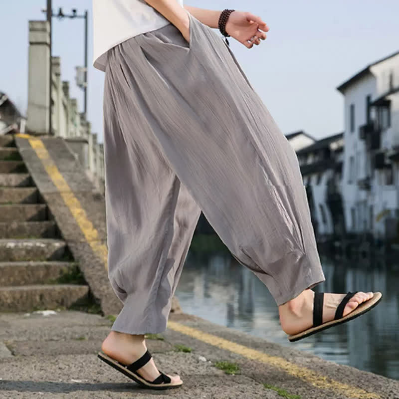 Buddha Stones Pantalon d'été décontracté à cordon de serrage, coupe courte, uni, jambes droites, avec poches - image 17