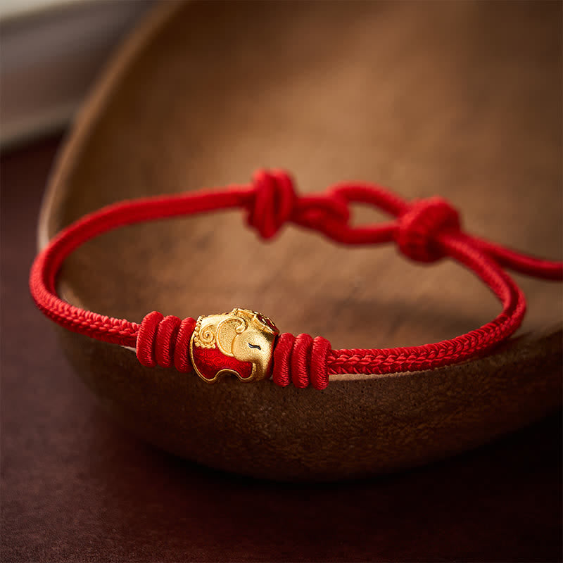 Buddha Stones Bracelet porte-bonheur et protecteur à éléphant rouge et ficelle rouge - image 12