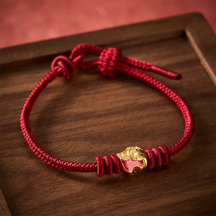 Buddha Stones Bracelet porte-bonheur et protecteur à éléphant rouge et ficelle rouge - image 3