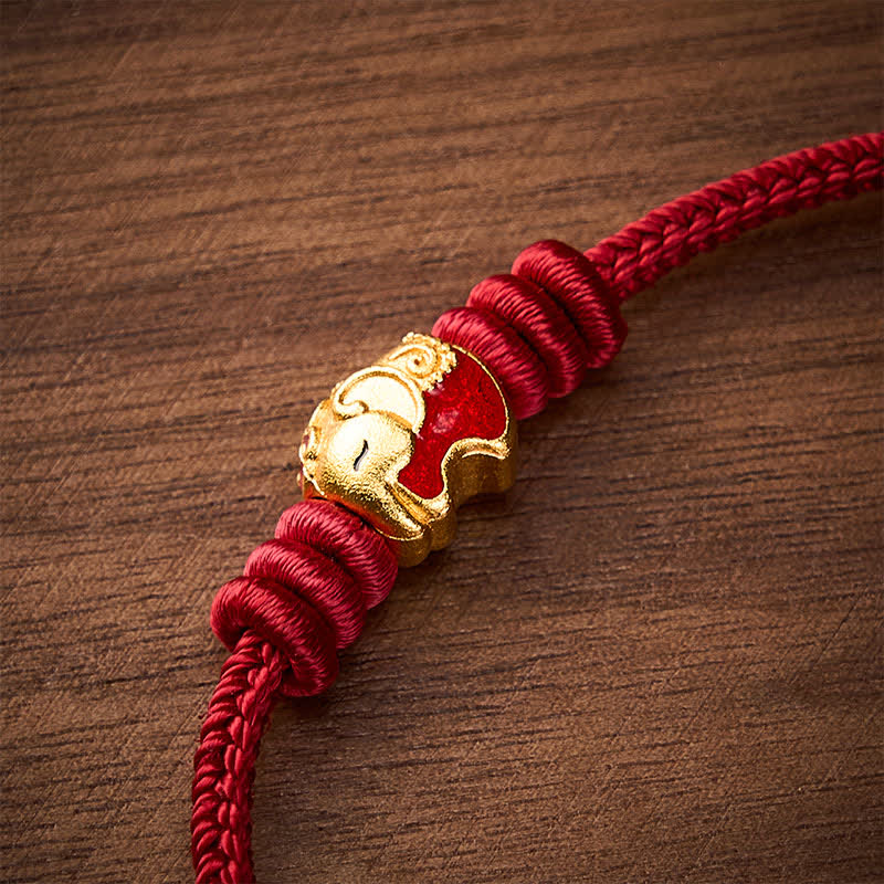 Buddha Stones Bracelet porte-bonheur et protecteur à éléphant rouge et ficelle rouge - image 4