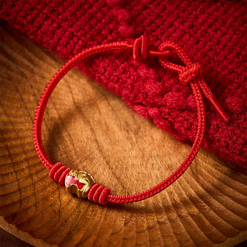 Buddha Stones Bracelet porte-bonheur et protecteur à éléphant rouge et ficelle rouge - image 11