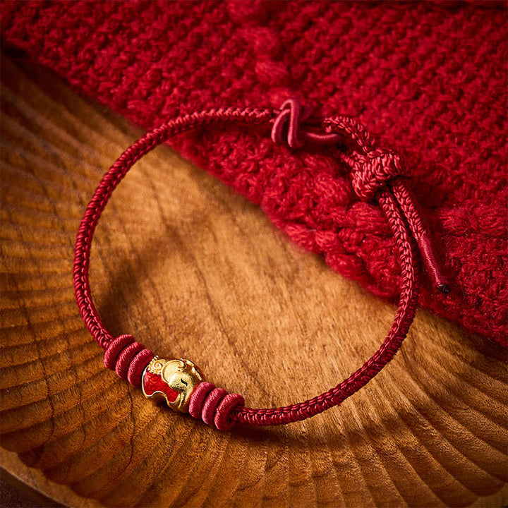 Buddha Stones Bracelet porte-bonheur et protecteur à éléphant rouge et ficelle rouge - image 1