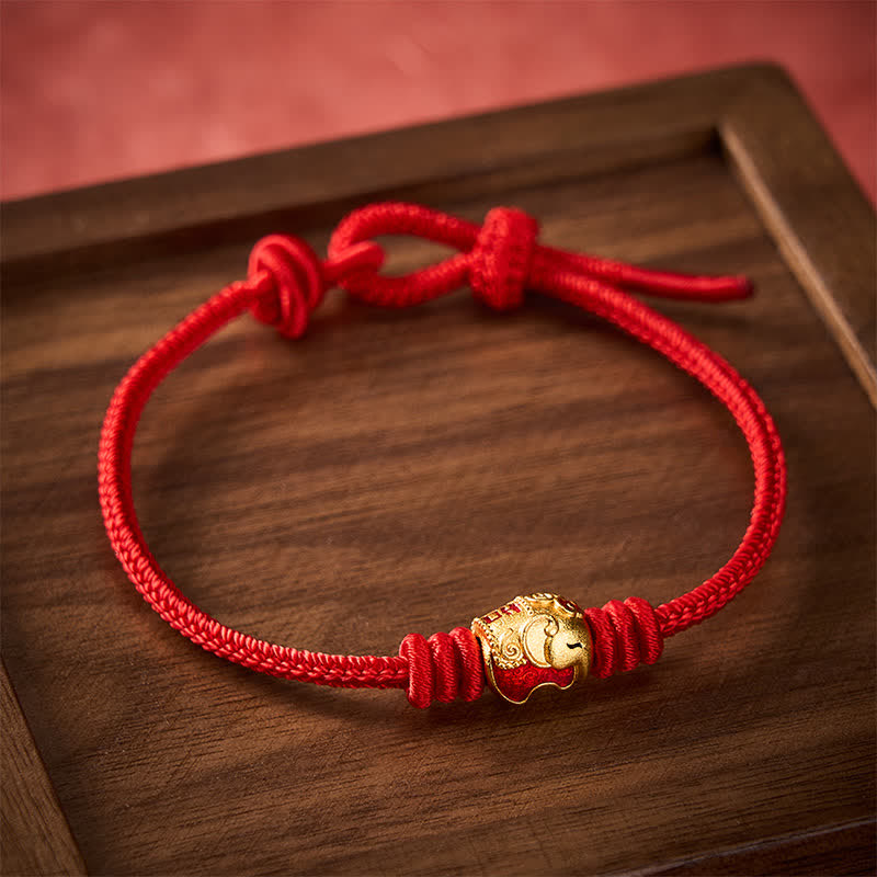 Buddha Stones Bracelet porte-bonheur et protecteur à éléphant rouge et ficelle rouge - Rouge (Tour de poignet 5,9–6,7 po / 15–17 cm) - image 9