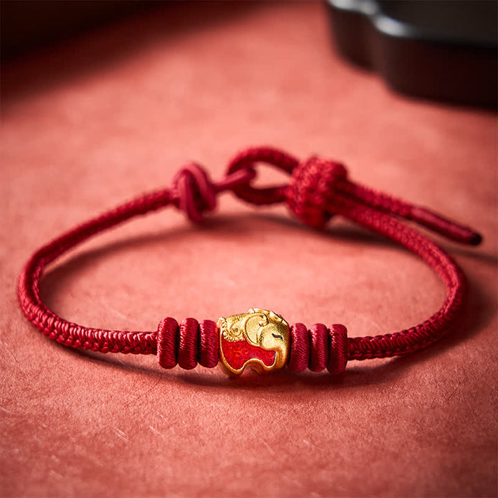 Buddha Stones Bracelet porte-bonheur et protecteur à éléphant rouge et ficelle rouge - image 2