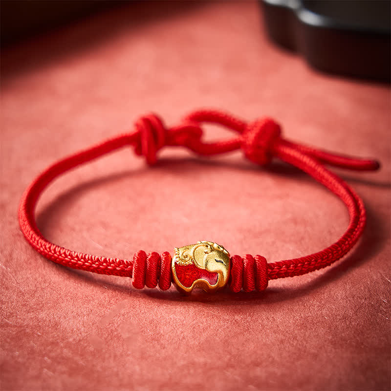 Buddha Stones Bracelet porte-bonheur et protecteur à éléphant rouge et ficelle rouge - image 10