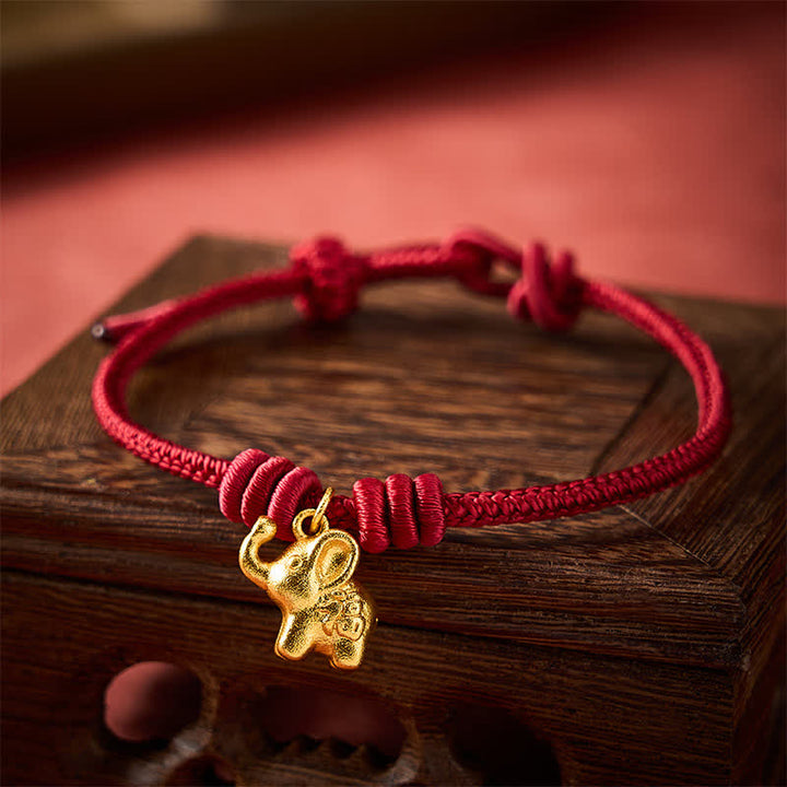 Buddha Stones Bracelet en corde tressée rouge avec motif éléphant Fu - image 12