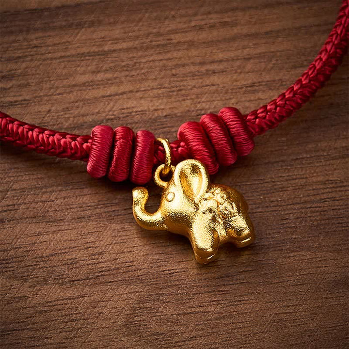Buddha Stones Bracelet en corde tressée rouge avec motif éléphant Fu - image 14