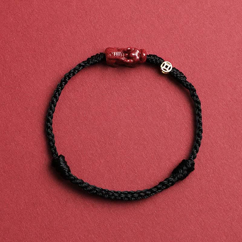 Buddha Stones Bracelet ajustable en argent sterling 925 avec pièce chinoise Pi Xiu en cinabre et cordon rouge. - Noir - 5,5–6,7 po/14–17 cm - image 2