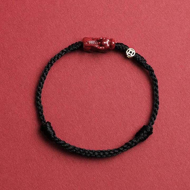 Buddha Stones Bracelet ajustable en argent sterling 925 avec pièce chinoise Pi Xiu en cinabre et cordon rouge. - Noir - 5,5–6,7 po/14–17 cm - image 2