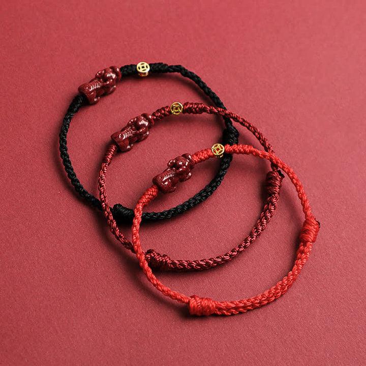 Buddha Stones Bracelet ajustable en argent sterling 925 avec pièce chinoise Pi Xiu en cinabre et cordon rouge. - image 4