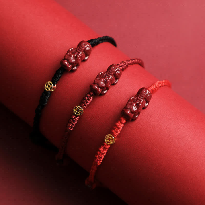 Buddha Stones Bracelet ajustable en argent sterling 925 avec pièce chinoise Pi Xiu en cinabre et cordon rouge. - image 3