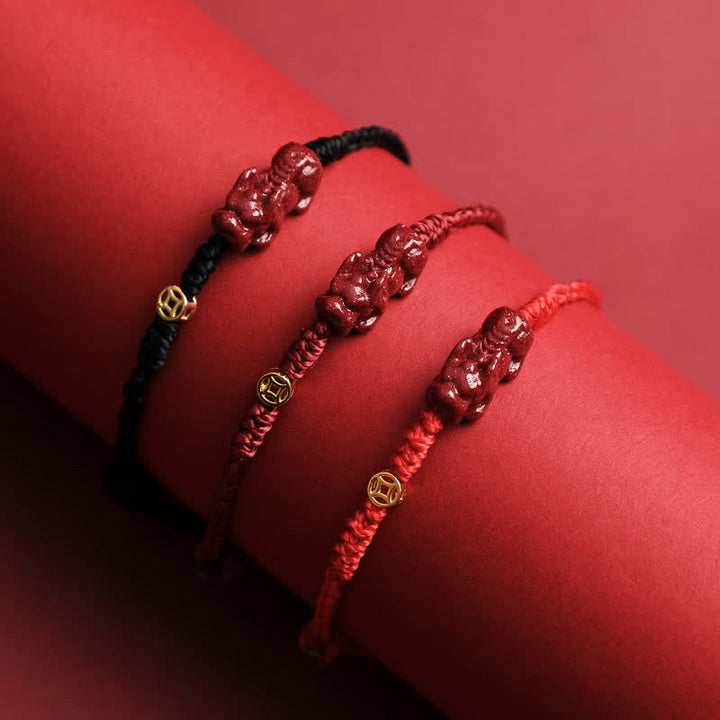 Buddha Stones Bracelet ajustable en argent sterling 925 avec pièce chinoise Pi Xiu en cinabre et cordon rouge. - image 3
