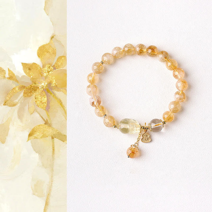 Buddha Stones Bracelet pendentif en forme de gourde Pi Xiu en citrine, inspiré de la Chine, symbole de chance et d'abondance - Citrine Pi Xiu (Tour de poignet : 15–16 cm) - image 0