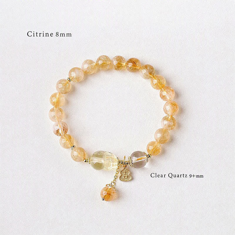 Buddha Stones Bracelet pendentif en forme de gourde Pi Xiu en citrine, inspiré de la Chine, symbole de chance et d'abondance - image 2