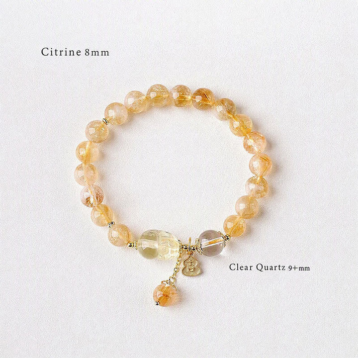 Buddha Stones Bracelet pendentif en forme de gourde Pi Xiu en citrine, inspiré de la Chine, symbole de chance et d'abondance - image 2