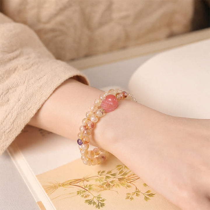 Buddha Stones Bracelet double tour en citrine Pi Xiu, symbole d'abondance et de richesse - image 2