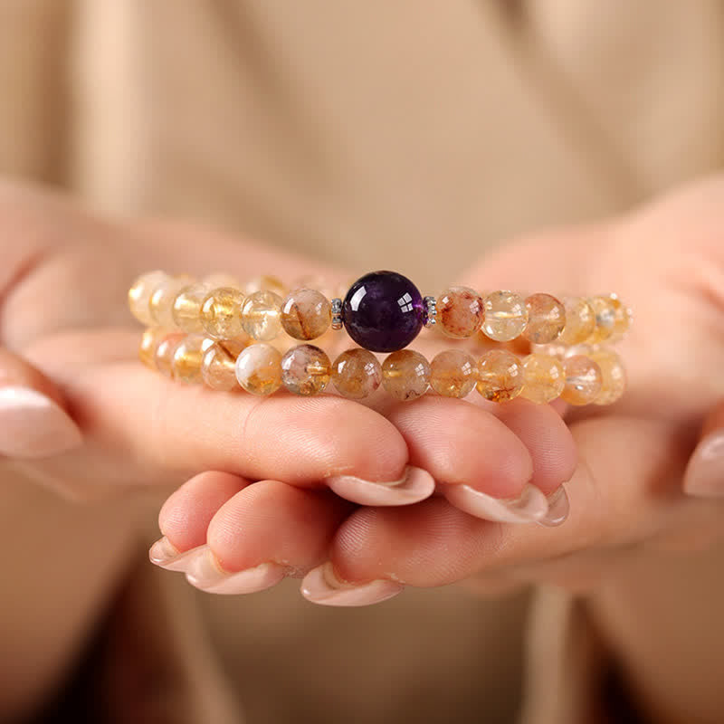 Buddha Stones Bracelet double tour en citrine Pi Xiu, symbole d'abondance et de richesse - image 13