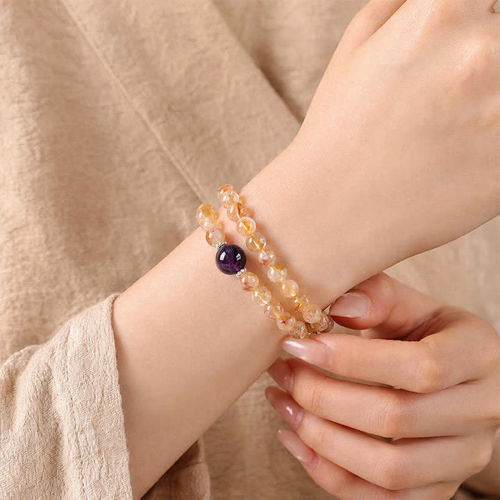 Buddha Stones Bracelet double tour en citrine Pi Xiu, symbole d'abondance et de richesse - image 14