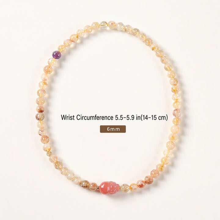 Buddha Stones Bracelet double tour en citrine Pi Xiu, symbole d'abondance et de richesse - image 3