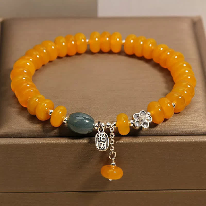 Buddha Stones Bracelet porte-bonheur en agate jaune et verte, symbole de prospérité - image 1