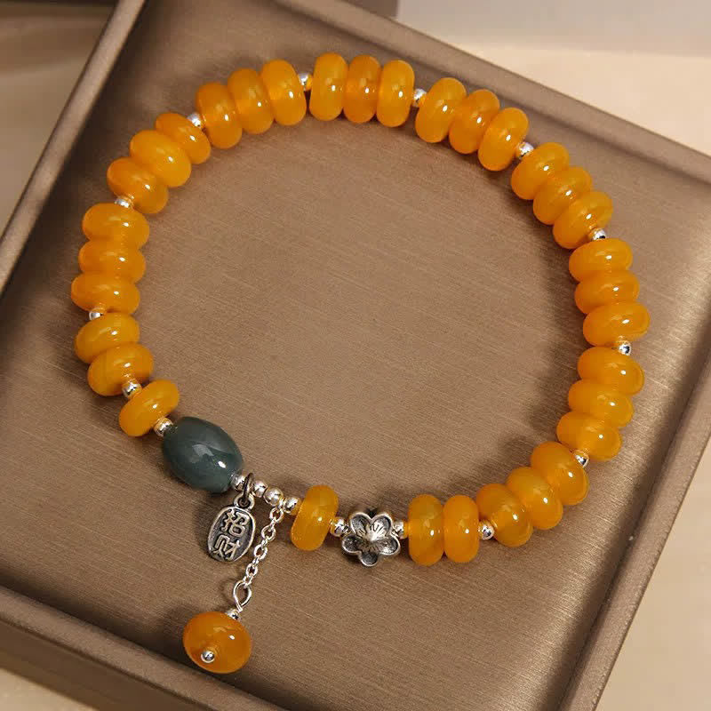 Buddha Stones Bracelet porte-bonheur en agate jaune et verte, symbole de prospérité - image 3