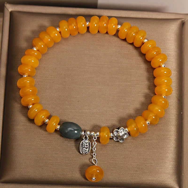 Buddha Stones Bracelet porte-bonheur en agate jaune et verte, symbole de prospérité - image 2