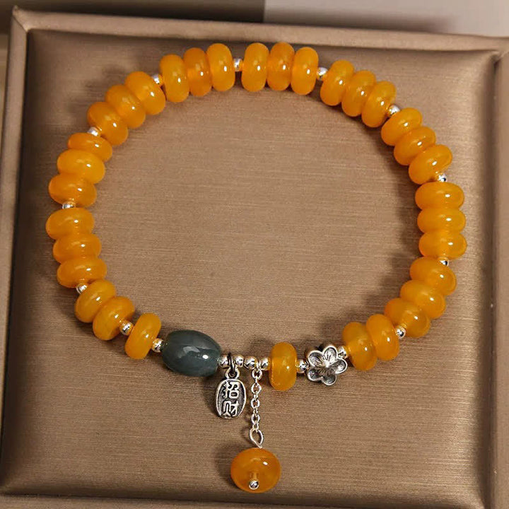 Buddha Stones Bracelet porte-bonheur en agate jaune et verte, symbole de prospérité - image 2