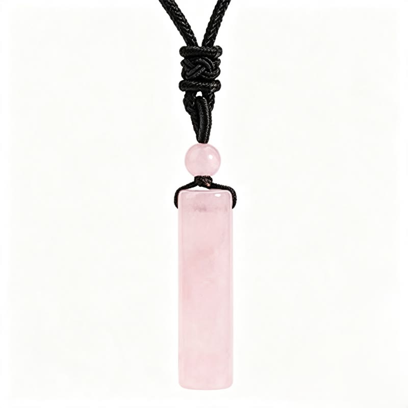Buddha Stones Collier pendentif cylindrique de guérison en cristal de quartz rose, aventurine verte et améthyste, orné de divers cristaux. - Quartz rose - image 11