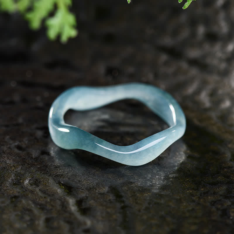Buddha Stones Bague Jade Chance Irrégulière - Bague Jade Ripple - US12-13 (22 mm) - image 0