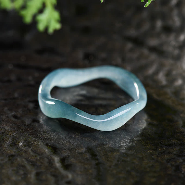 Buddha Stones Bague Jade Chance Irrégulière - Bague Jade Ripple - US12-13 (22 mm) - image 0