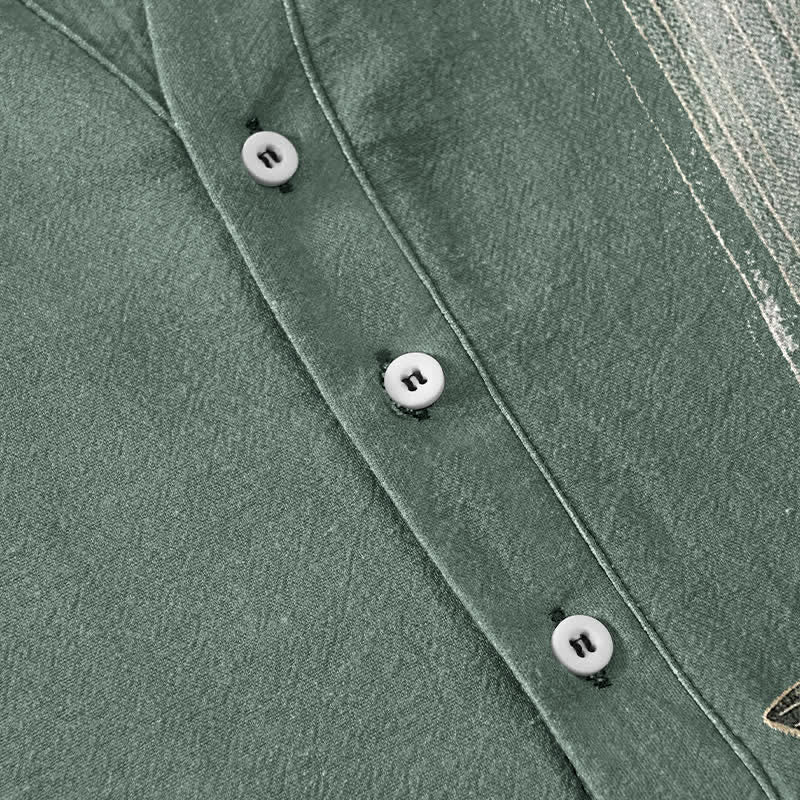 Buddha Stones Chemise à manches courtes et demi-boutonnée pour homme, motif de carpes koï et ondulations de l'eau - image 3